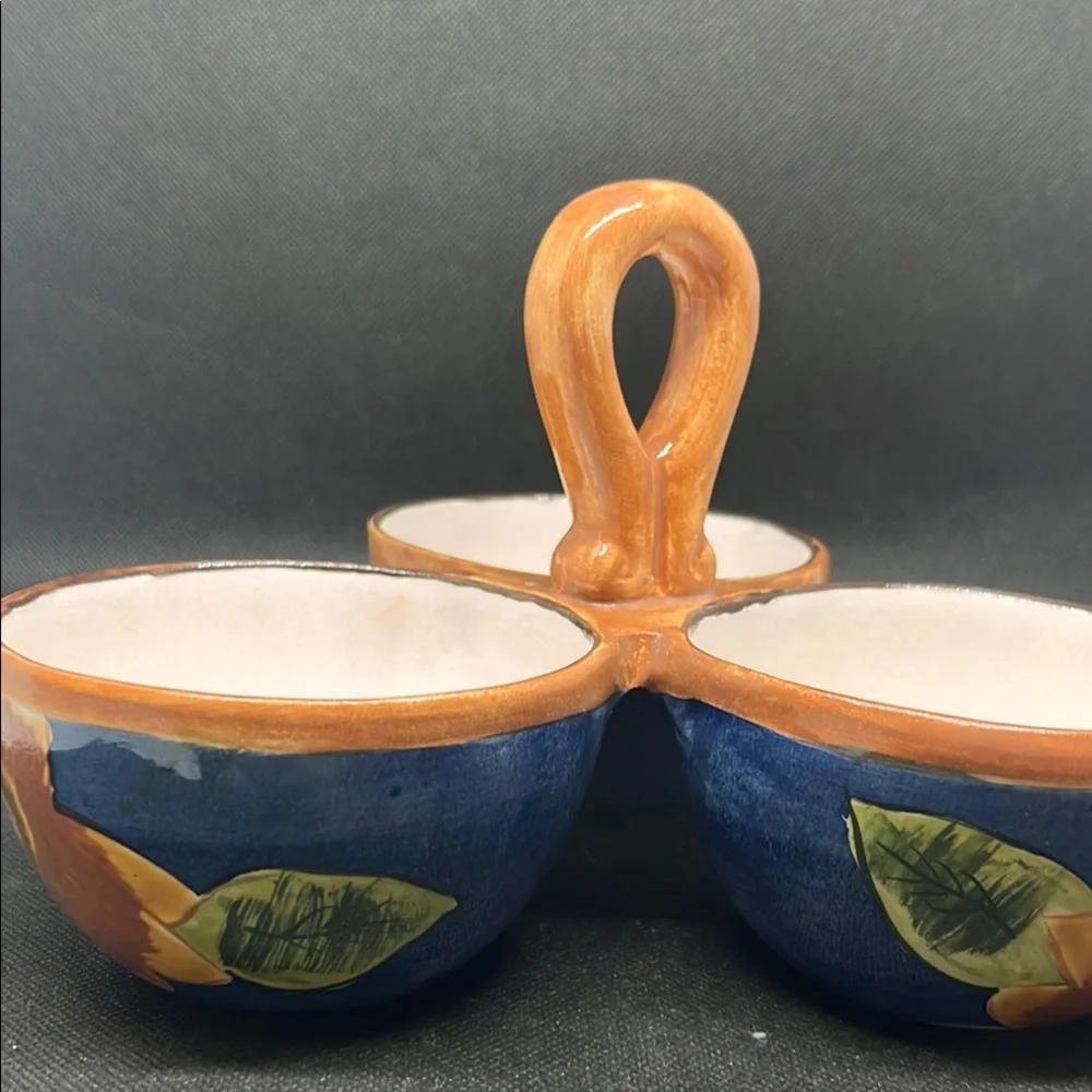 Blue and Orange Serve ware with floral Design
